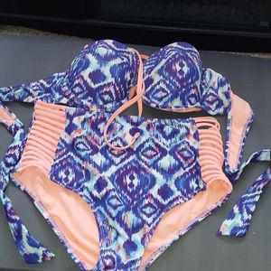 2 piece high raise waist swim suit
